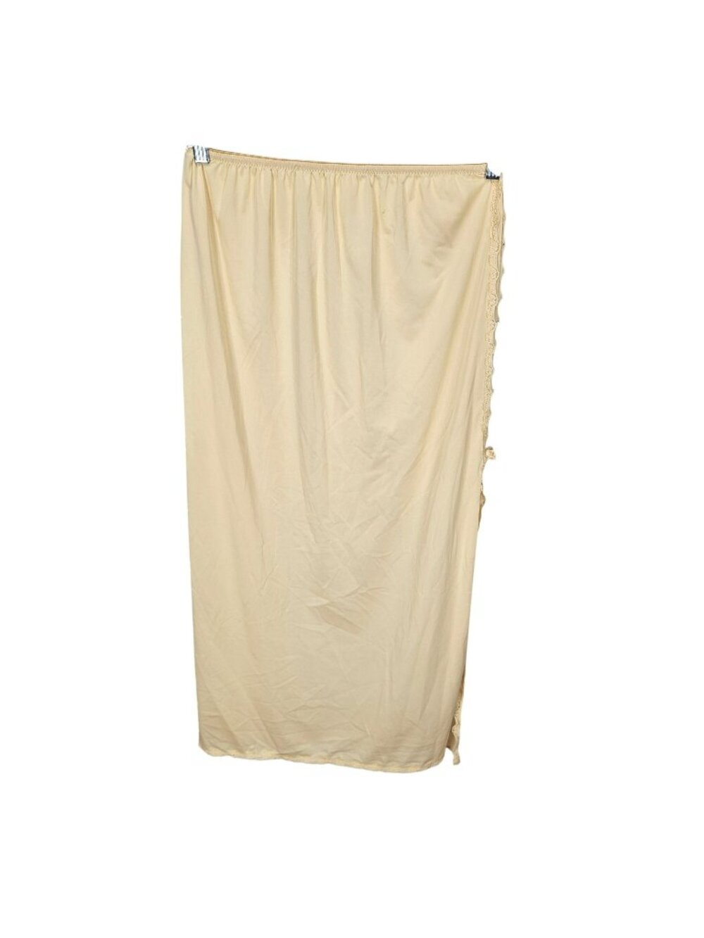 Vanity Fair Beige Nylon Half Slip With Lace Trim & Bow Accents Small LL long‎